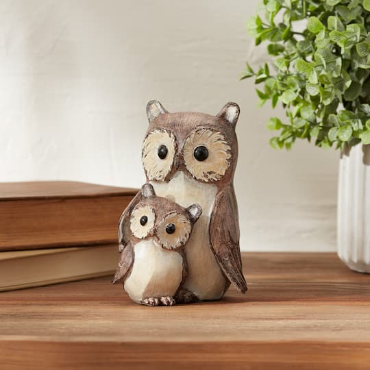 5" Woodland Owl with Baby Figurines, 4ct.